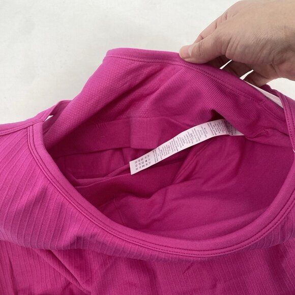 CRZ YOGA Women's L / 12 Yoga Slim Fit Seamless Built-in Bra Tank Top Pink NWT - Picture 6 of 8